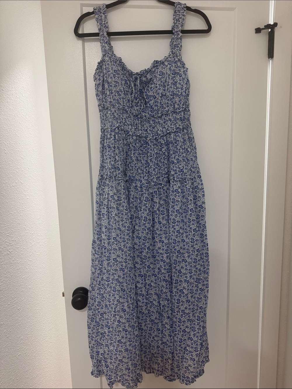 GAP Blue and White Floral Smocked Maxi Dress